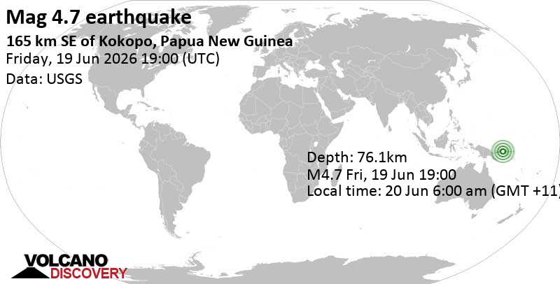 Magnitude 5.1 Earthquake Strikes New Ireland Province Near Kokopo