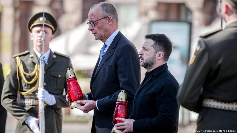 German Chancellor Friedrich Merz visits Kyiv as Russia launches fresh drone strikes